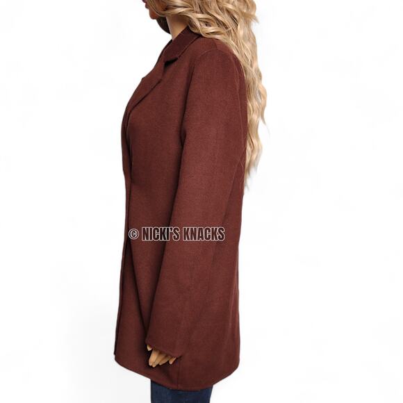 Joie Chocolate Brown Wool Blend Coat Mid Length Wool Jacket Peacoat Size S - Picture 4 of 12